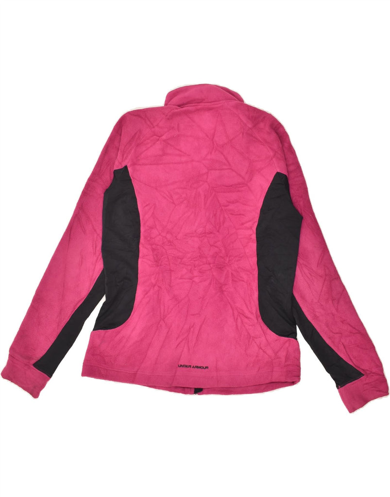 UNDER ARMOUR Womens Fleece Jacket UK 16 Large Pink Colourblock Polyester | Vintage Under Armour | Thrift | Second-Hand Under Armour | Used Clothing | Messina Hembry 