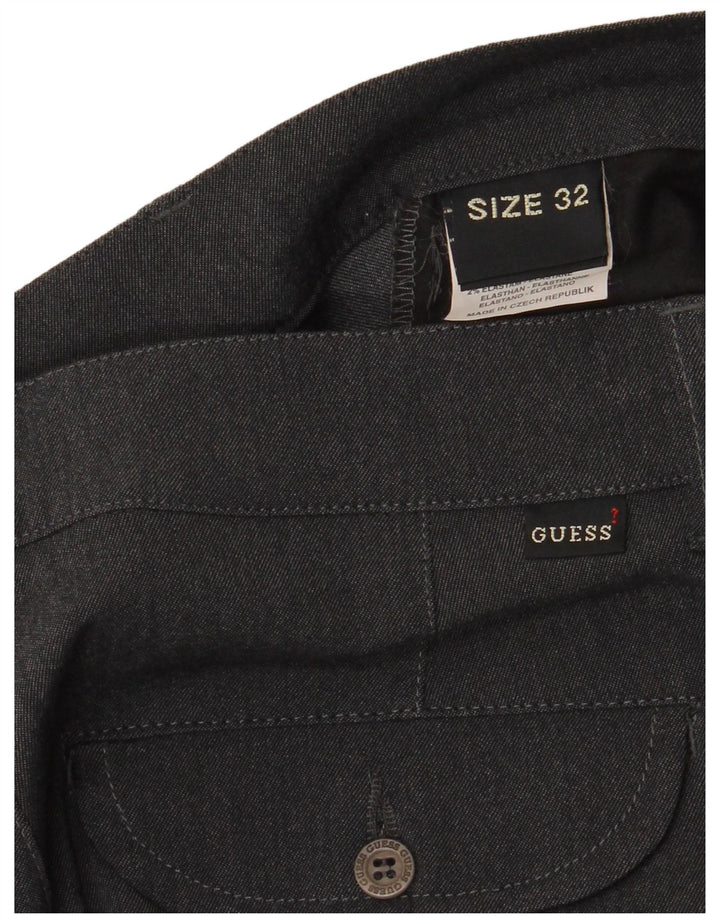 Guess Mens Straight Casual Trousers W32 L29 Grey Polyester