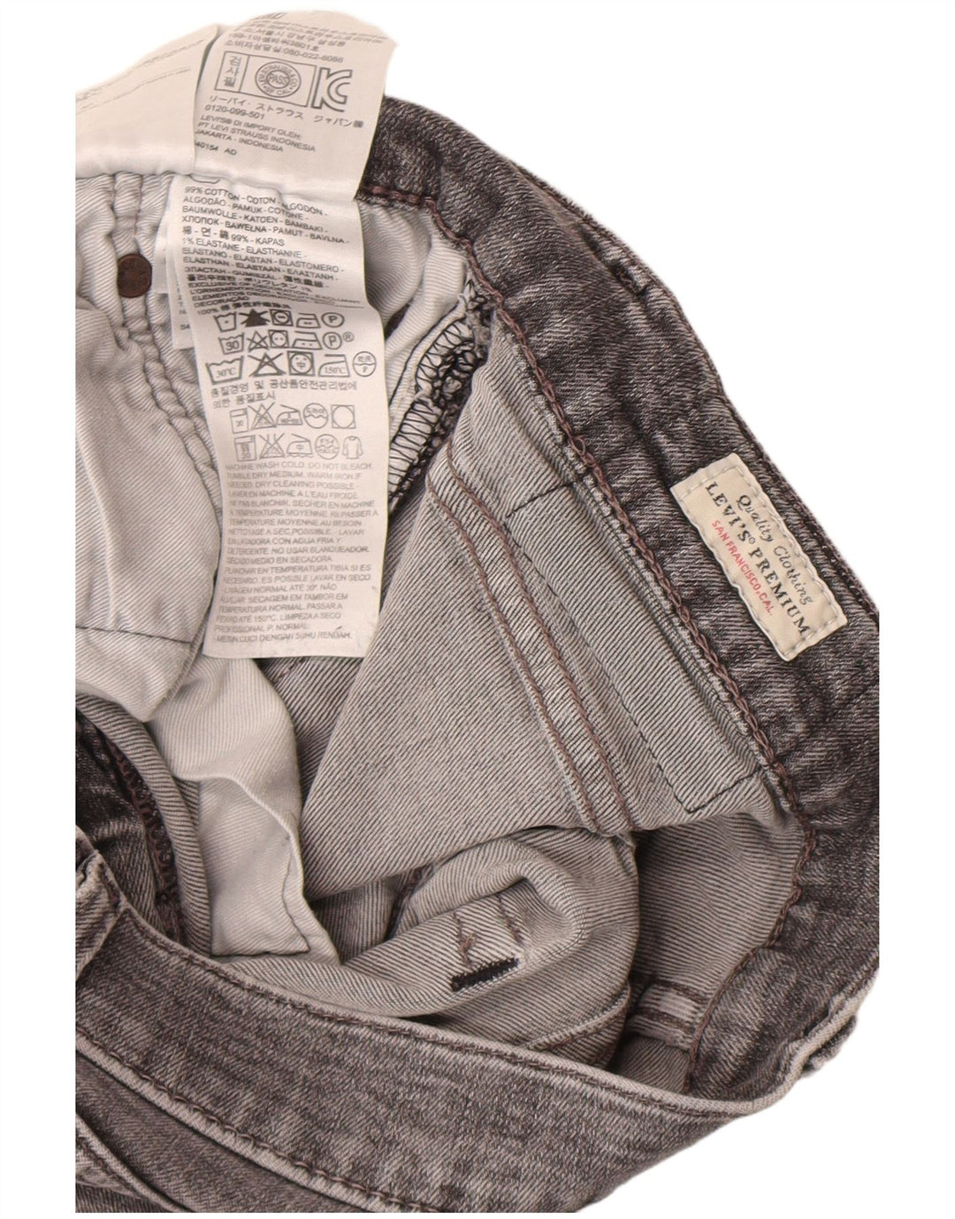 Levi's Mens Slim Jeans W32 L32 Grey Cotton