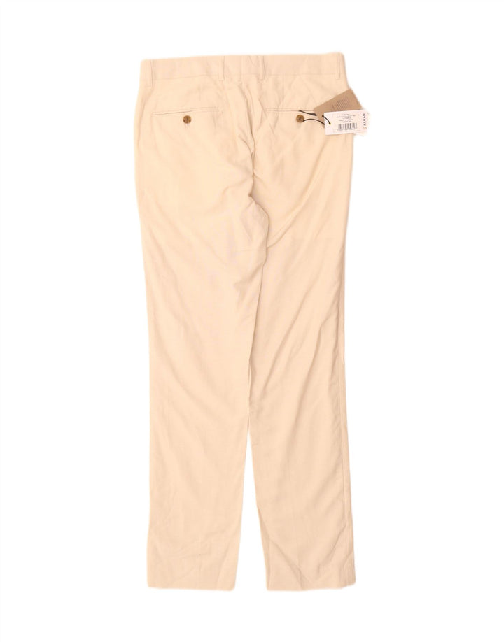 Farah Mens Straight Suit Trousers W30 L32 Beige Polyester