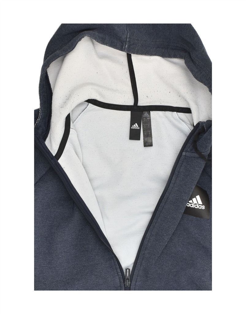 ADIDAS Mens Zip Hoodie Sweater Medium Navy Blue Cotton | Vintage Adidas | Thrift | Second-Hand Adidas | Used Clothing | Messina Hembry 