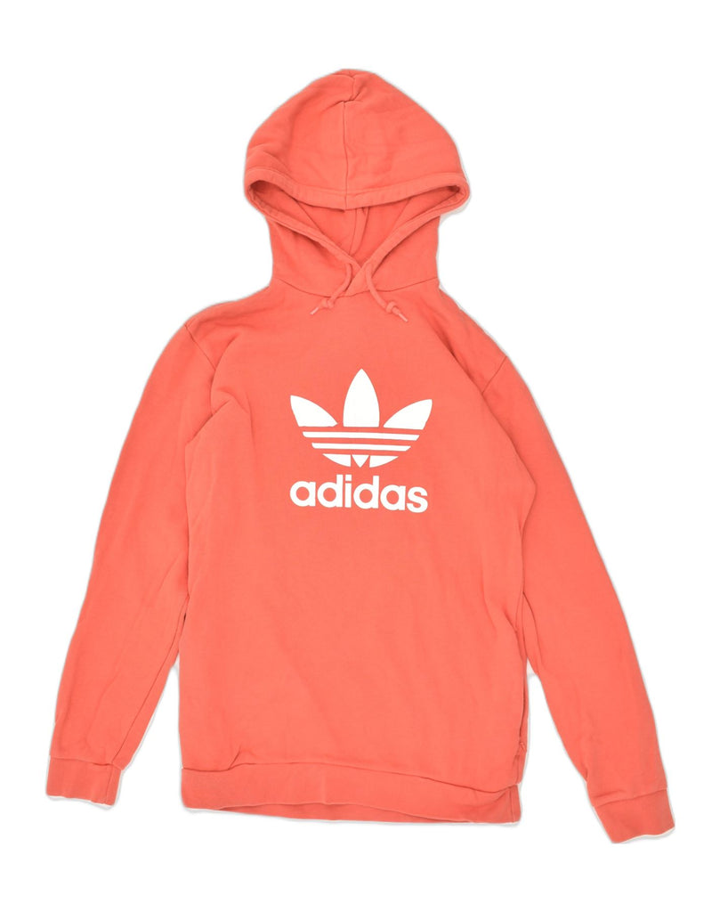 ADIDAS Womens Graphic Hoodie Jumper UK 10 Small Orange Cotton | Vintage Adidas | Thrift | Second-Hand Adidas | Used Clothing | Messina Hembry 