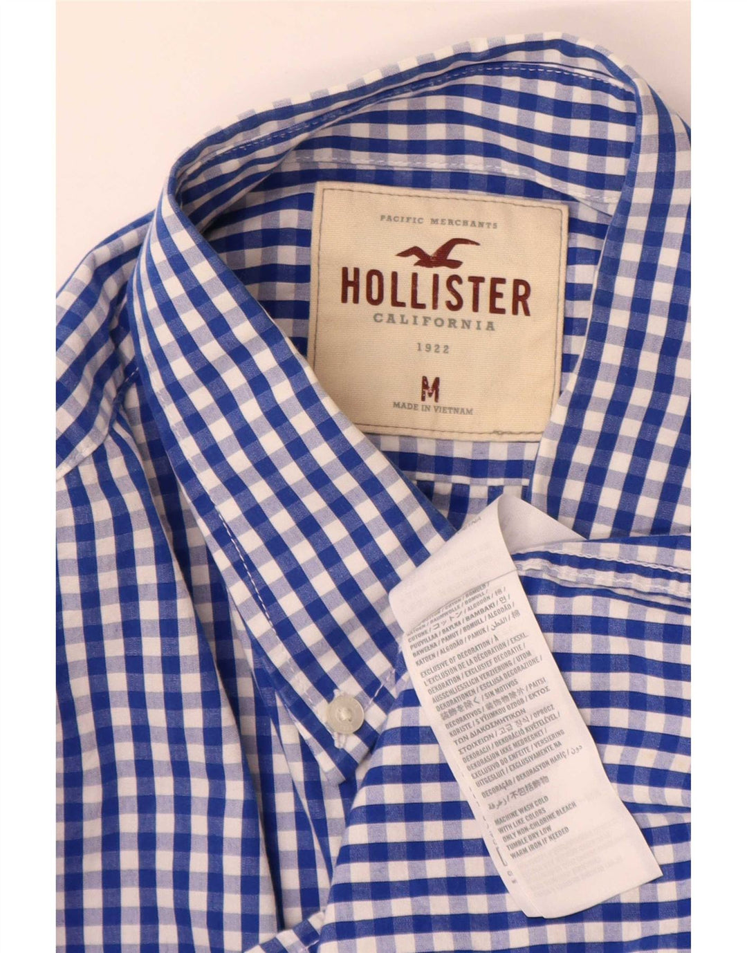 Hollister Mens Shirt Medium Blue Gingham Cotton