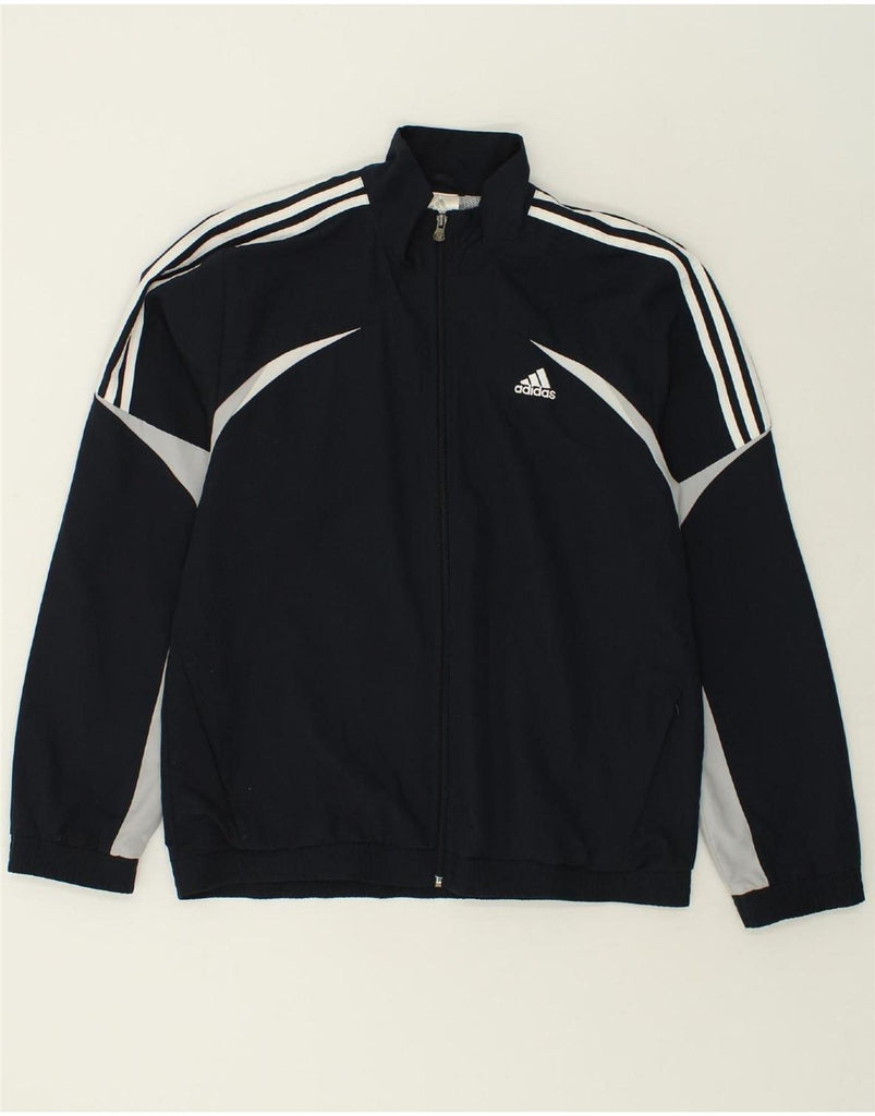 ADIDAS Mens Tracksuit Top Jacket UK 42/44 Large Navy Blue Polyester Vintage Adidas and Second-Hand Adidas from Messina Hembry 