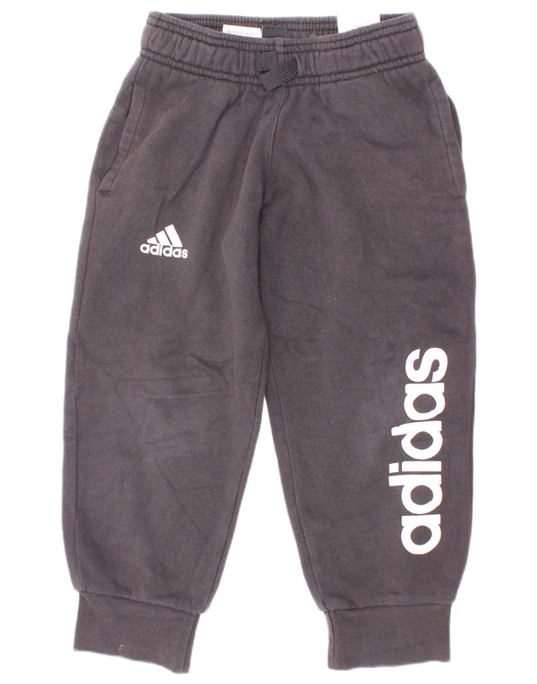 Adidas Boys Graphic Tracksuit Trousers Joggers 4-5 Years Black Cotton
