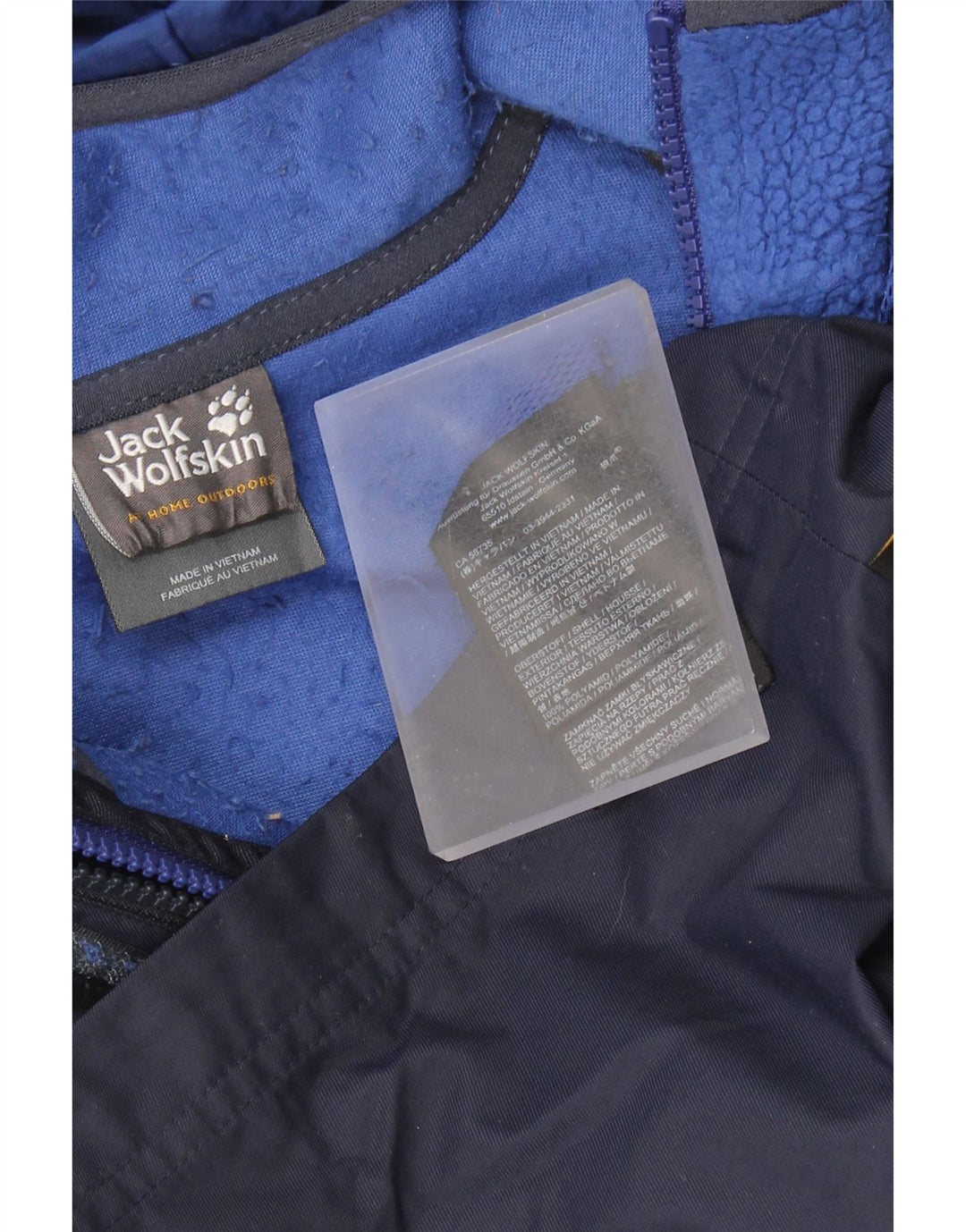 JACK WOLFSKIN Boys Hooded Windbreaker Coat 15-16 Years Navy Blue Polyamide