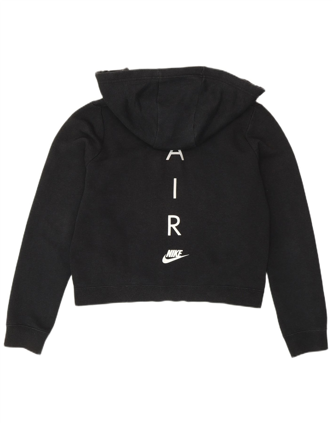 Nike Womens Oversized Crop Zip Hoodie Sweater UK 10 Small Black Cotton