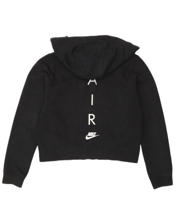 Nike Womens Oversized Crop Zip Hoodie Sweater UK 10 Small Black Cotton
