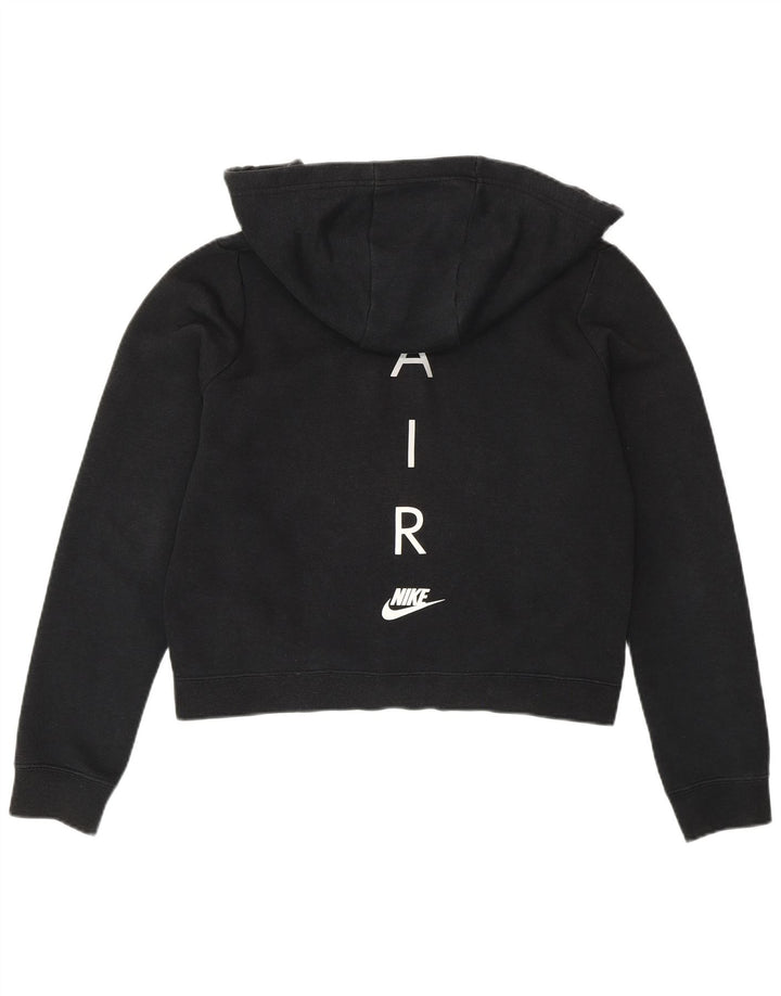 Nike Womens Oversized Crop Zip Hoodie Sweater UK 10 Small Black Cotton