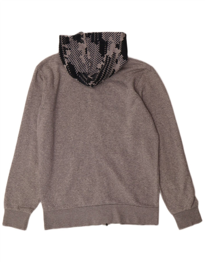 ADIDAS Mens Zip Hoodie Sweater Small Grey Geometric Cotton
