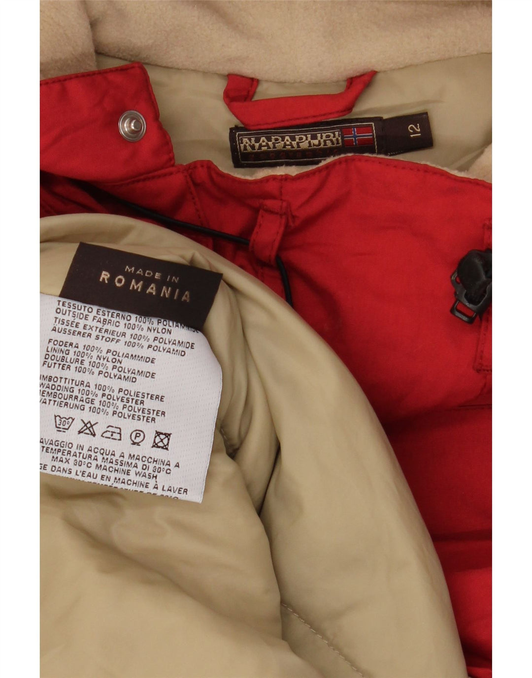 Napapijri Boys Graphic Hooded Anorak Jacket 11-12 Years Red Polyamide