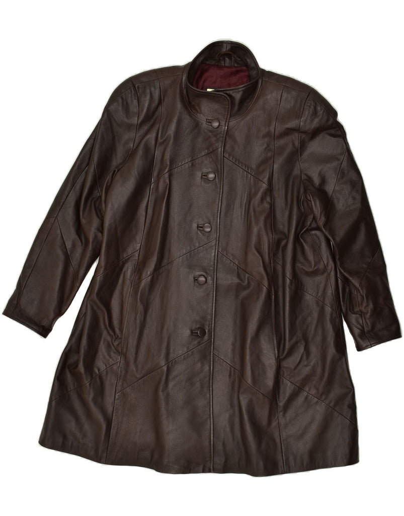 VINTAGE Womens Leather Coat UK 16 Large Brown Leather | Vintage Vintage | Thrift | Second-Hand Vintage | Used Clothing | Messina Hembry 