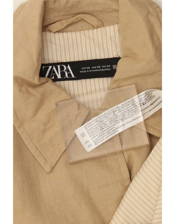 Zara Womens Oversized Bomber Jacket UK 6 XS Beige Viscose