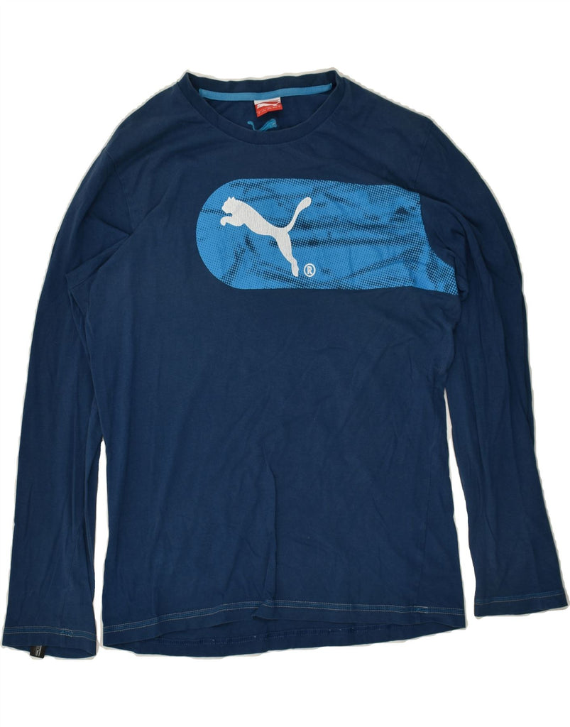 PUMA Mens Graphic Top Long Sleeve Medium Blue Vintage Puma and Second-Hand Puma from Messina Hembry 