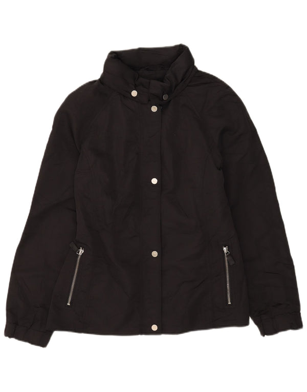 Massimo Dutti Womens Hooded Windbreaker Jacket UK 14 Medium Black Polyester