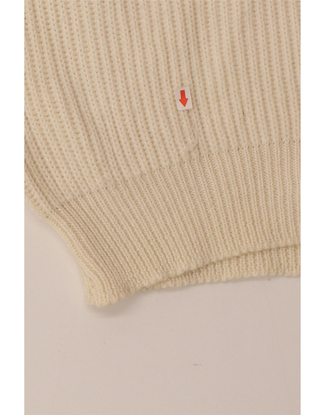 Vintage Mens Crew Neck Jumper Sweater Large Beige Colourblock Wool