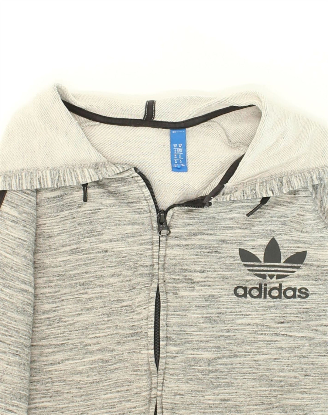 ADIDAS Mens Zip Hoodie Sweater Medium Grey Cotton