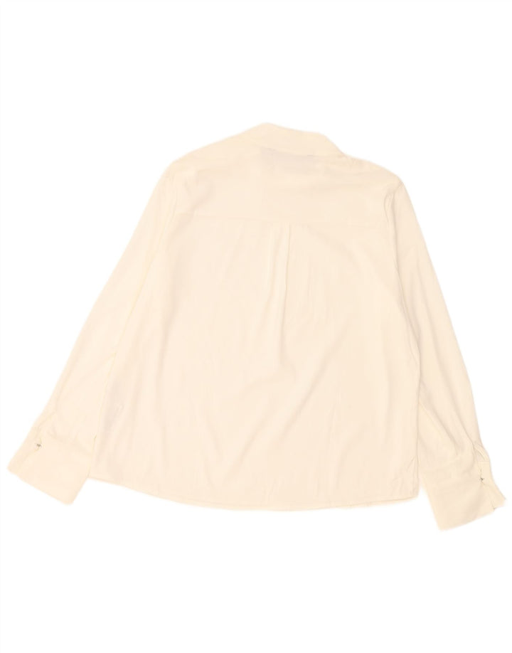 Zara Womens Long Sleeve Regular Blouse Top UK 14 Large White Polyester