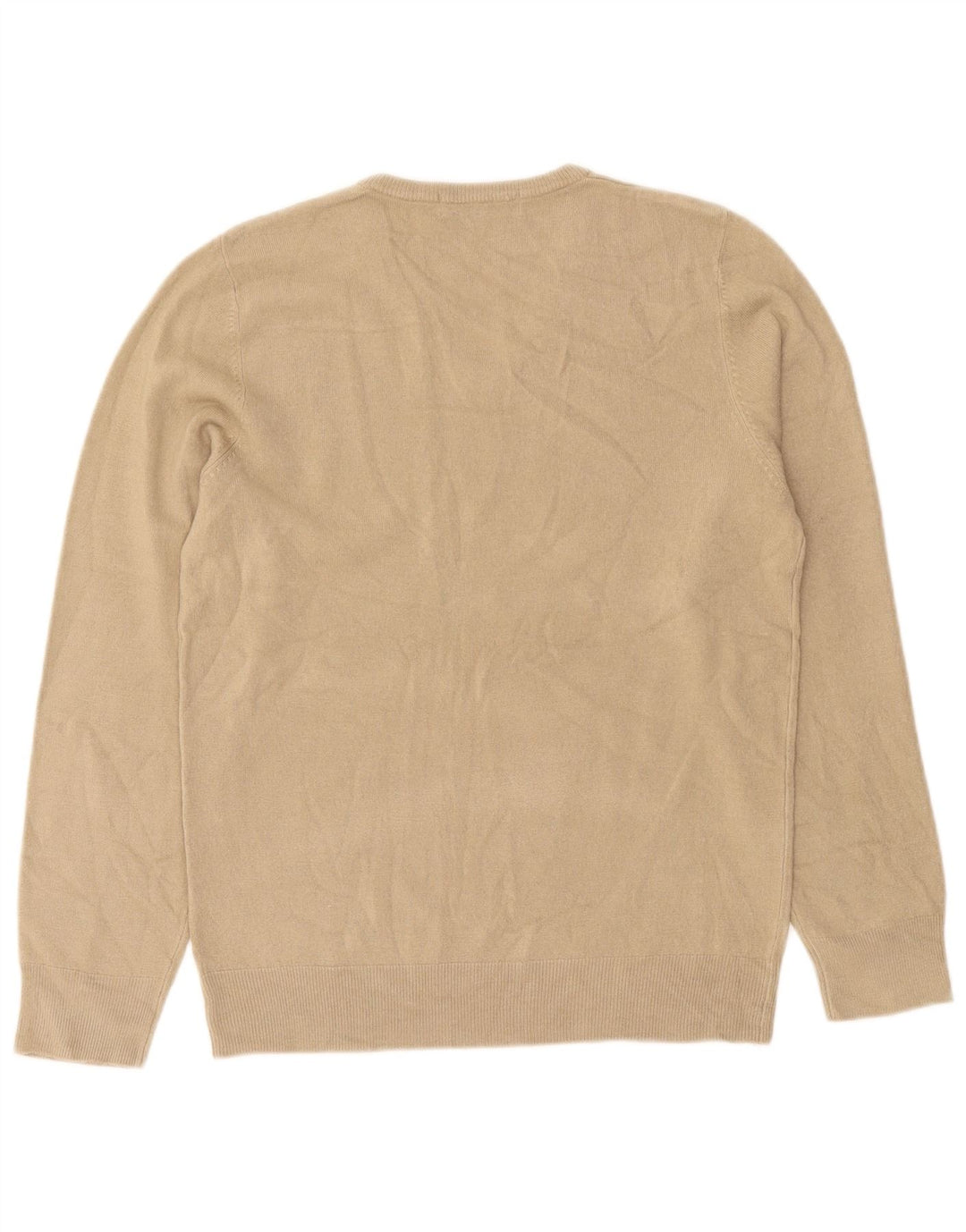 Marks & Spencer Mens V-Neck Jumper Sweater Small Beige Acrylic