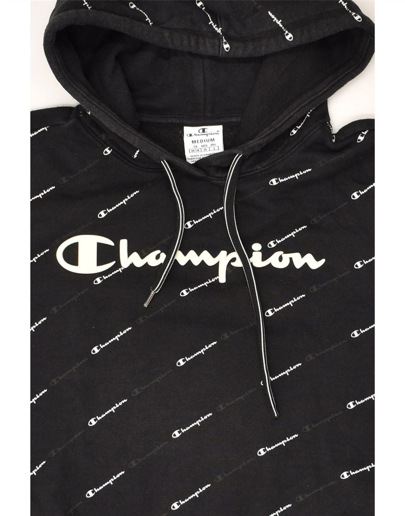 CHAMPION Womens Graphic Hoodie Jumper UK 14 Medium Black | Vintage Champion | Thrift | Second-Hand Champion | Used Clothing | Messina Hembry 