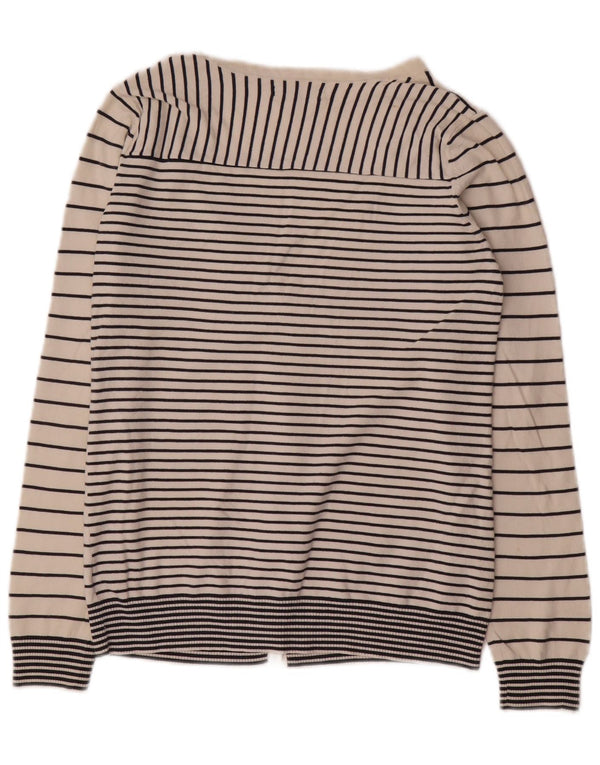 Gap Womens Cardigan Sweater UK 12 Medium White Striped Cotton