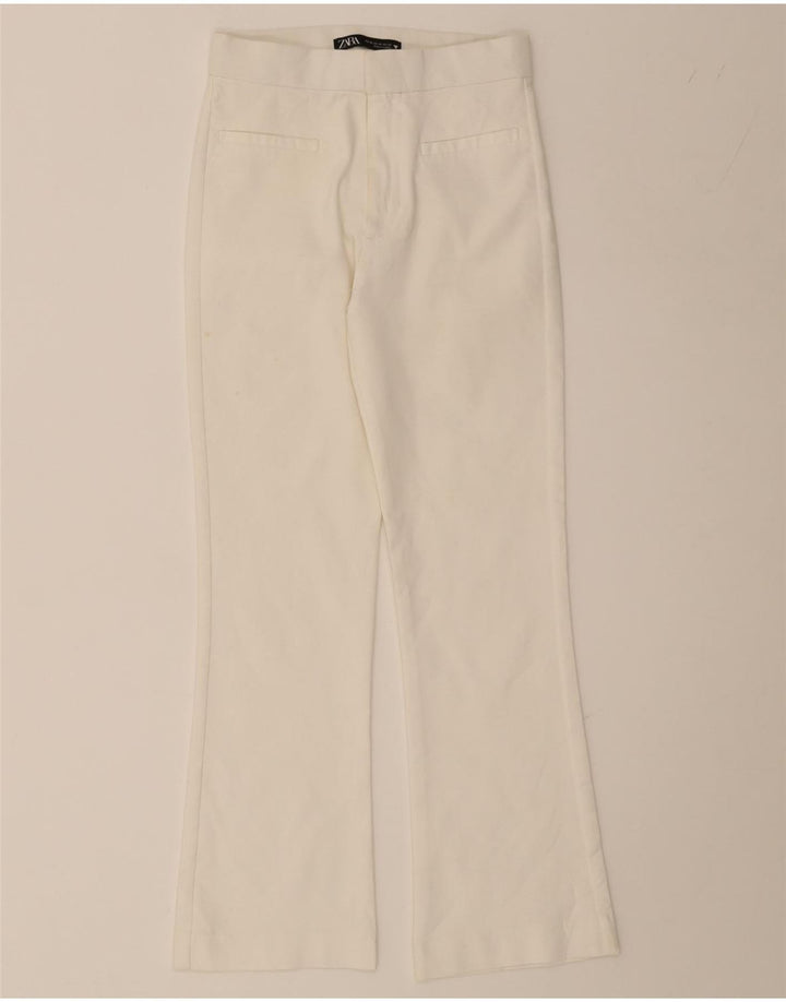 ZARA Womens Bootcut Casual Trousers XS W24 L26 White Vintage Zara and Second-Hand Zara from Messina Hembry 