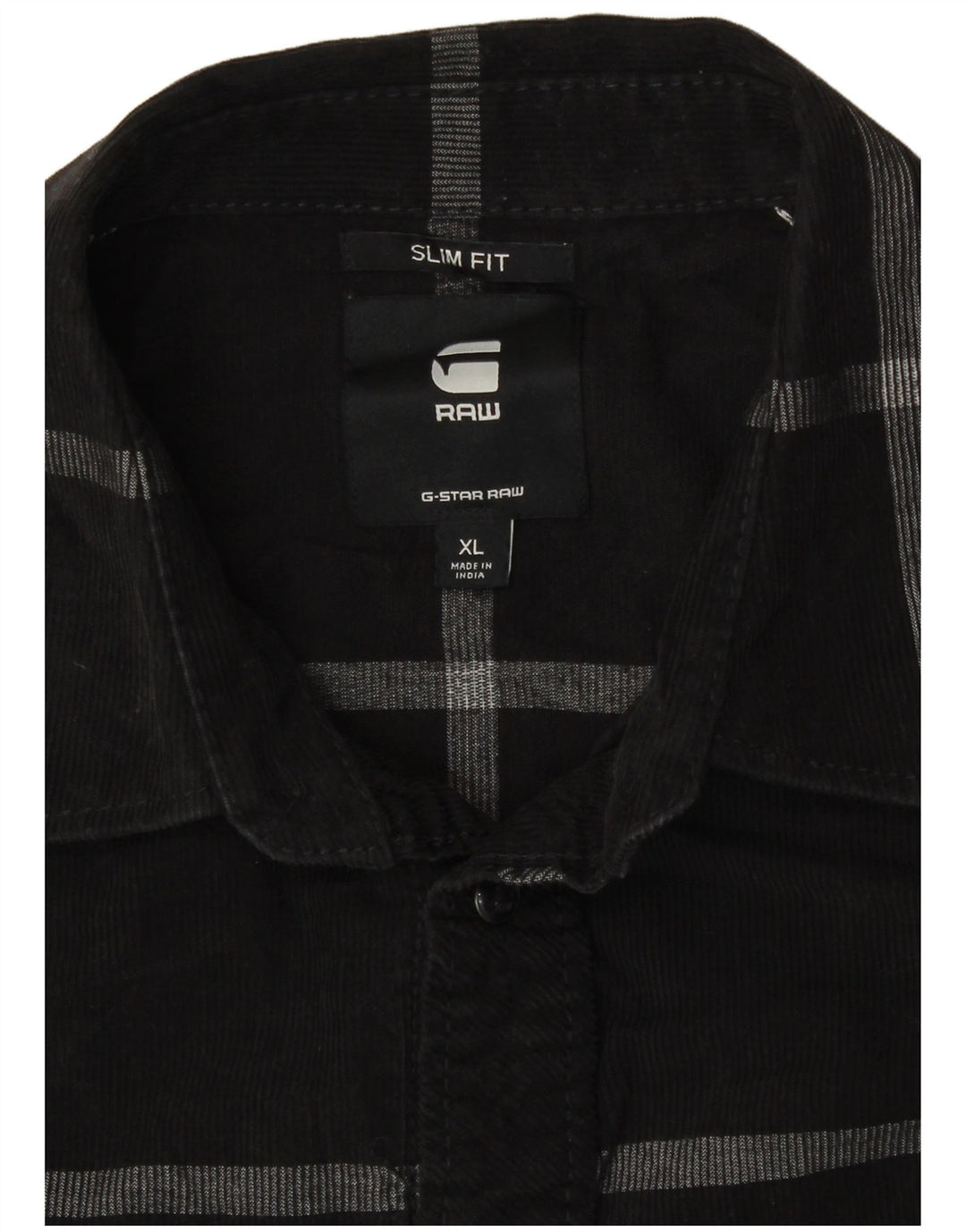G-Star Mens Corduroy Shirt XL Black Check Cotton