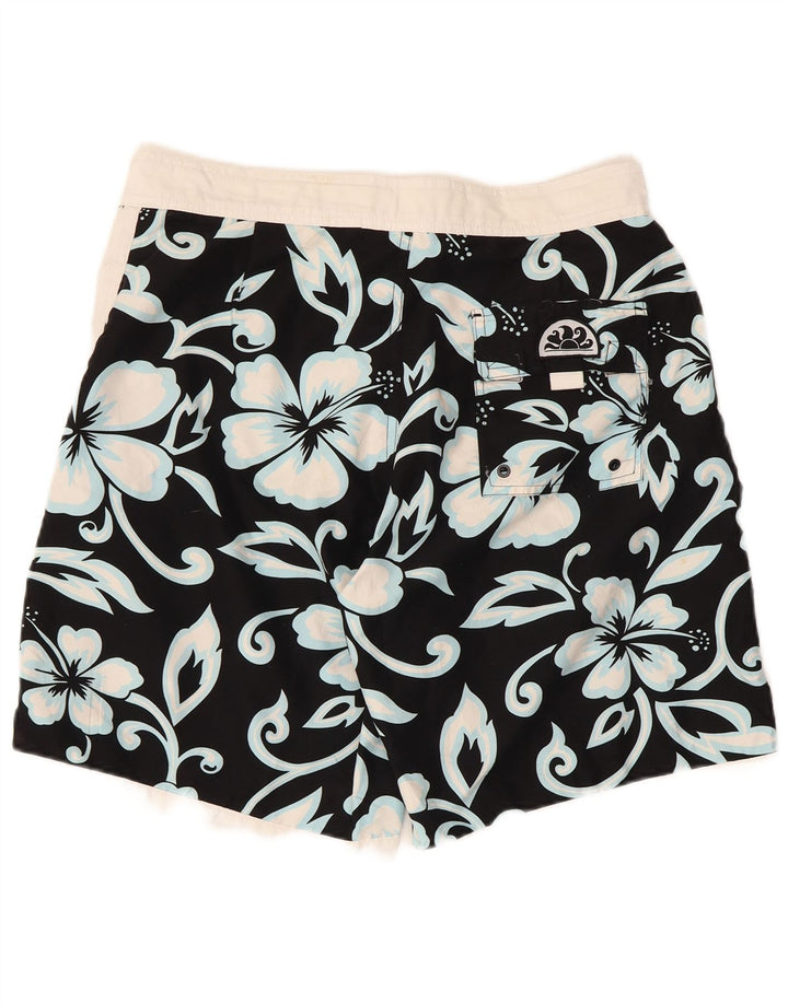Sundek Mens Swimming Shorts IT 50 Large  Black Floral Polyester