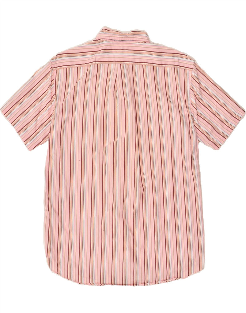 J. CREW Mens Short Sleeve Shirt Size 14 14 1/2 Small Pink Striped Cotton | Vintage J. Crew | Thrift | Second-Hand J. Crew | Used Clothing | Messina Hembry 