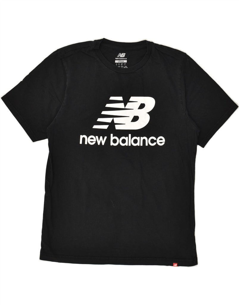 NEW BALANCE Womens Graphic T-Shirt Top UK 16 Large Black Cotton | Vintage New Balance | Thrift | Second-Hand New Balance | Used Clothing | Messina Hembry 