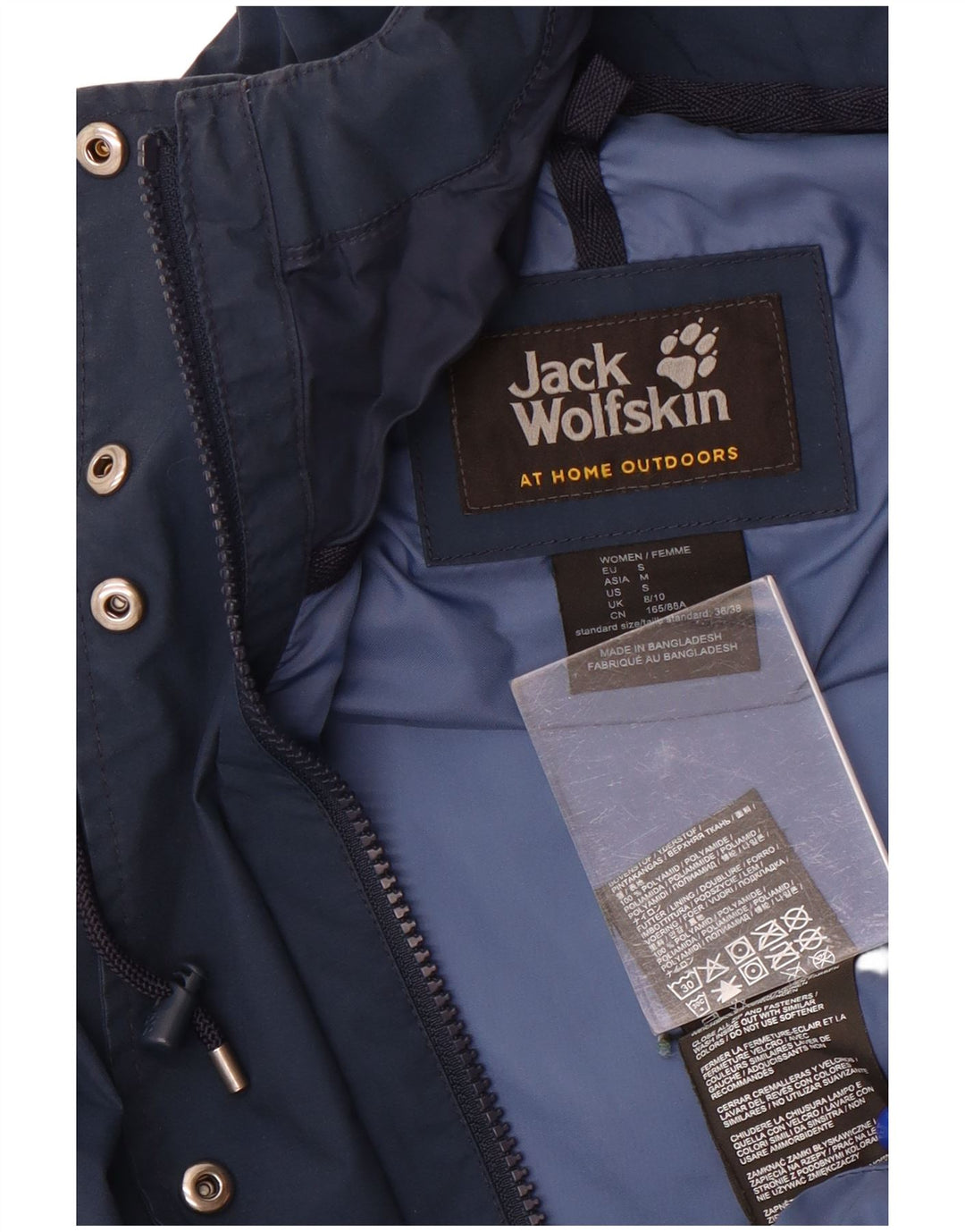 Jack Wolfskin Womens Hooded Windbreaker Jacket UK 8/10 Small Navy Blue