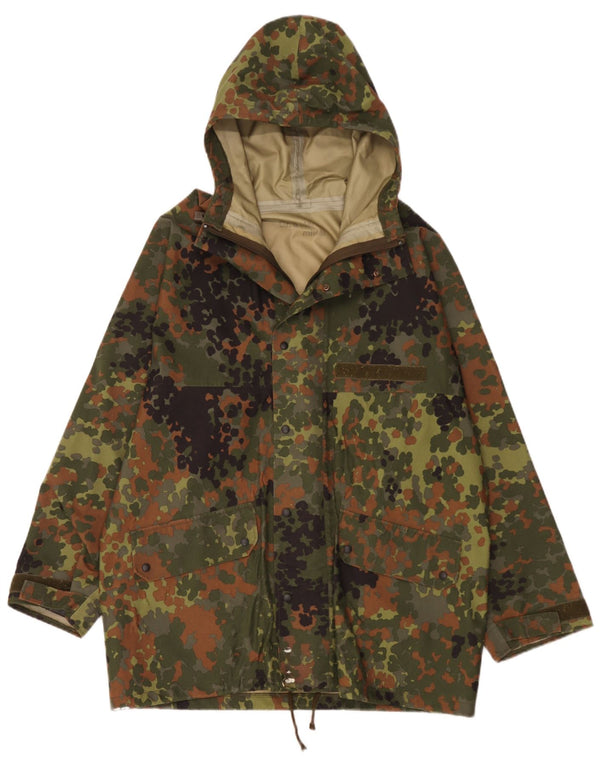 Vintage Mens Hooded Military Jacket UK 42 XL Multicoloured Camouflage