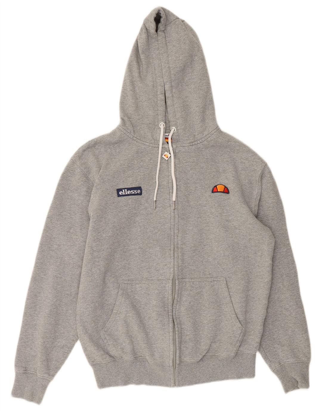 ELLESSE Womens Oversized Zip Hoodie Sweater UK 10 Small Grey Cotton