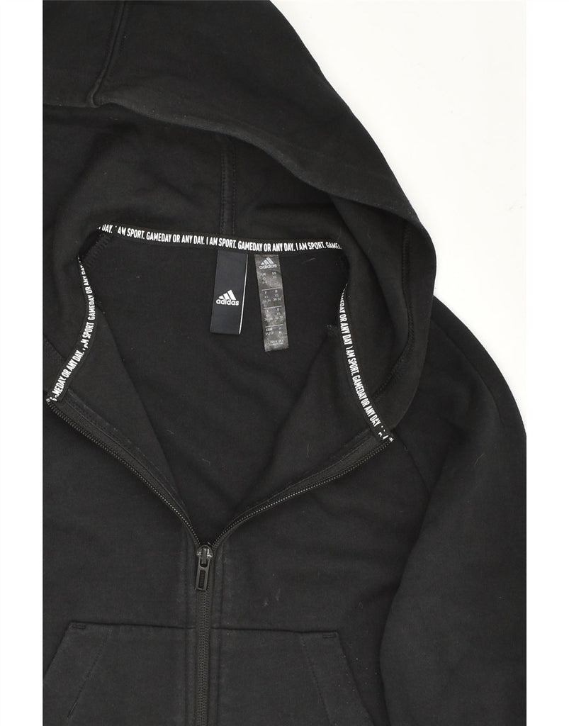 ADIDAS Womens Zip Hoodie Sweater UK 6 XS Black Cotton | Vintage Adidas | Thrift | Second-Hand Adidas | Used Clothing | Messina Hembry 