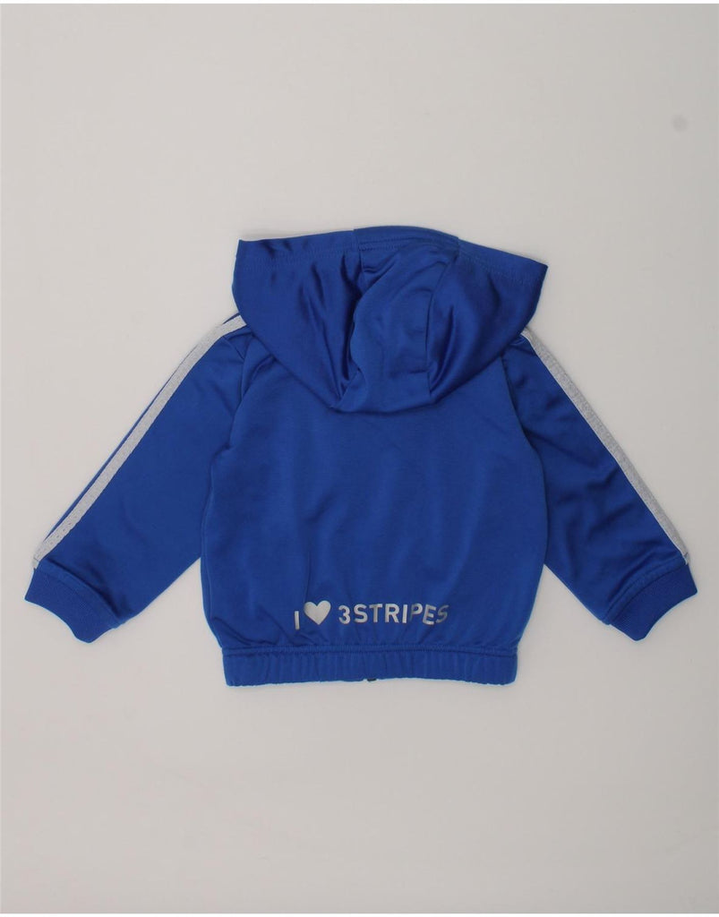 ADIDAS Baby Boys Graphic Zip Hoodie Sweater 6-9 Months Blue Polyester | Vintage Adidas | Thrift | Second-Hand Adidas | Used Clothing | Messina Hembry 