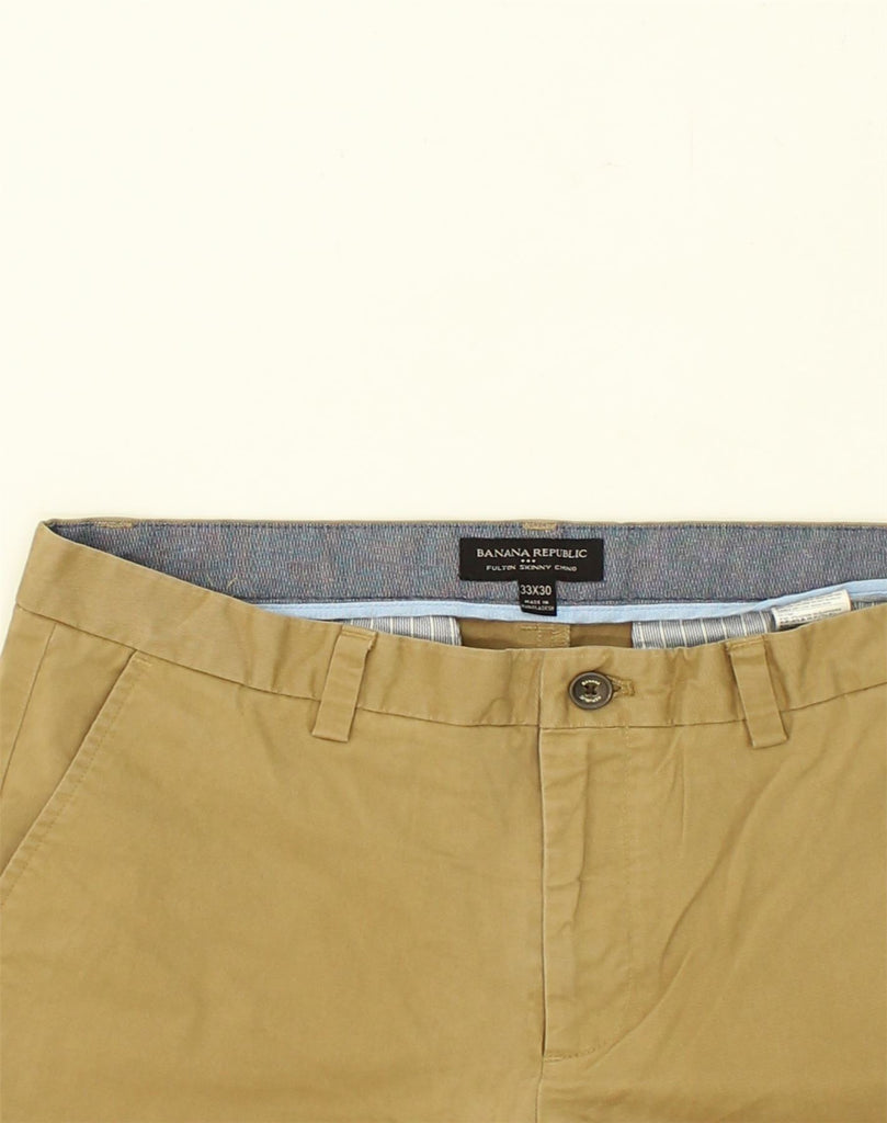 BANANA REPUBLIC Mens Fulton Skinny Chino Trousers W33 L30 Beige Cotton | Vintage Banana Republic | Thrift | Second-Hand Banana Republic | Used Clothing | Messina Hembry 