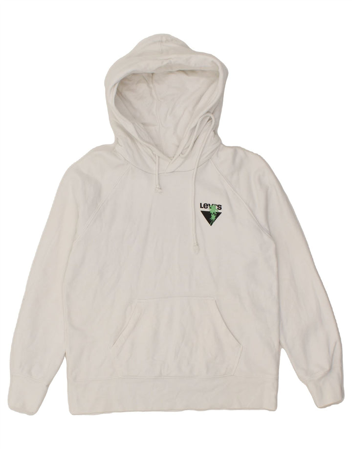 LEVI'S Mens Graphic Hoodie Jumper XS White Cotton Vintage Levi's and Second-Hand Levi's from Messina Hembry 