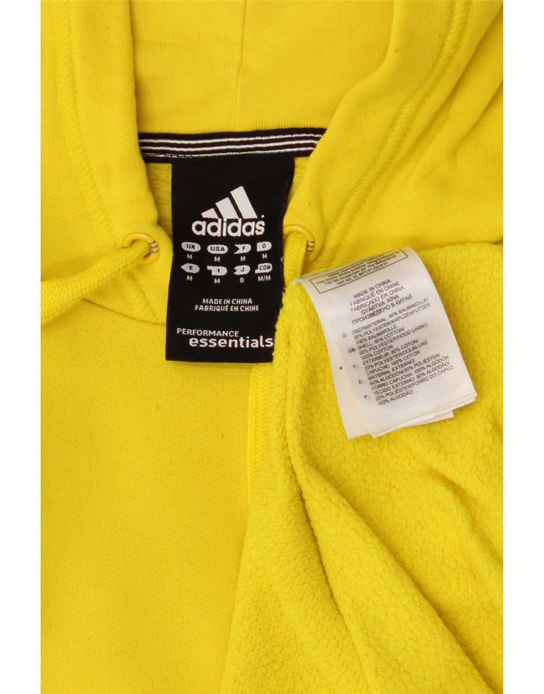 Adidas Mens Graphic Hoodie Jumper Medium Yellow Polyester