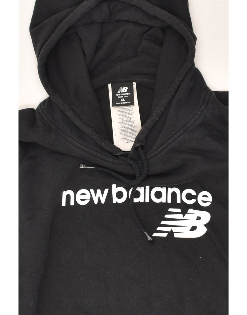 NEW BALANCE Womens Graphic Hoodie Jumper UK 18 XL Black Cotton | Vintage New Balance | Thrift | Second-Hand New Balance | Used Clothing | Messina Hembry 