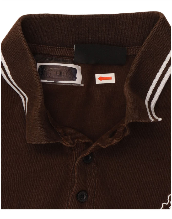 Kappa Mens Polo Shirt Large Brown Striped Cotton