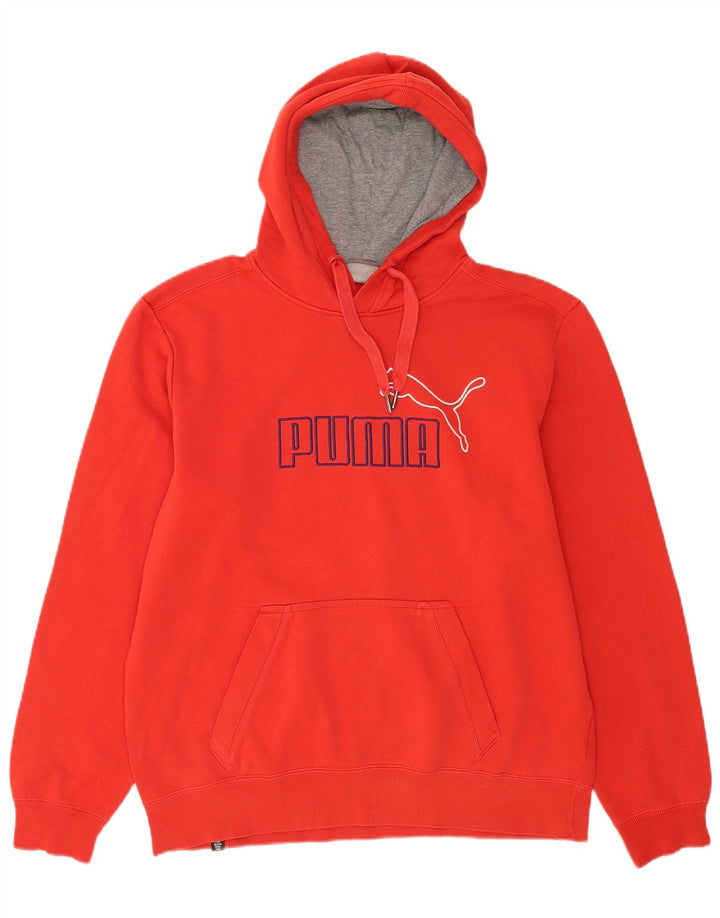 Puma Mens Graphic Hoodie Jumper Large Red Cotton