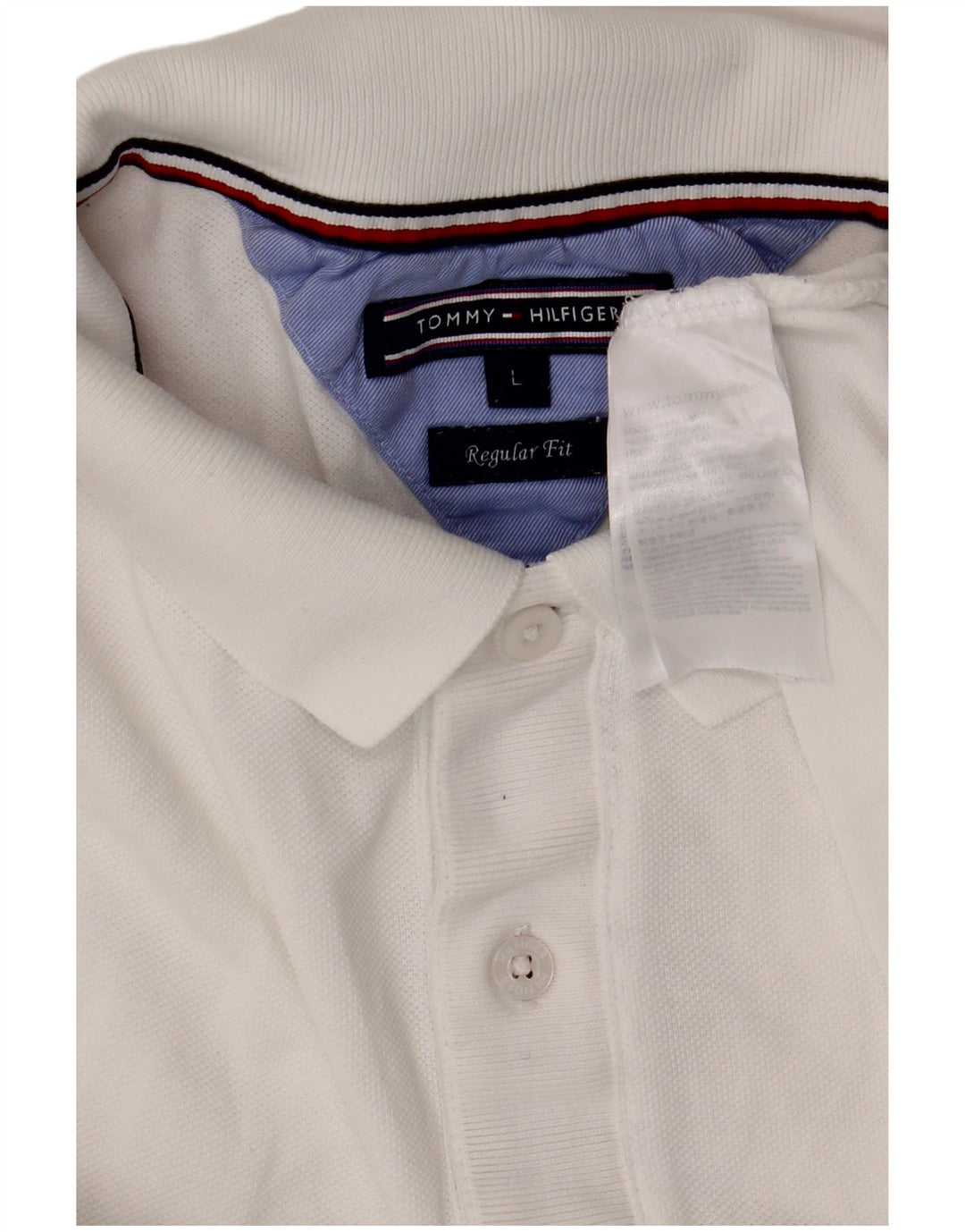 TOMMY HILFIGER Mens Regular Fit Polo Shirt Large White Cotton