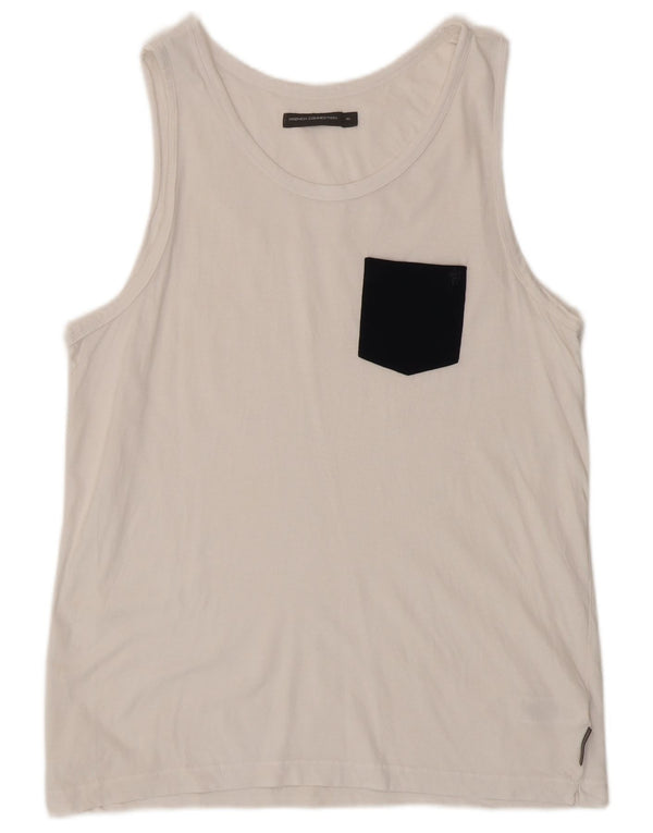 French Connection Womens Vest Top UK 18 XL White Colourblock Cotton
