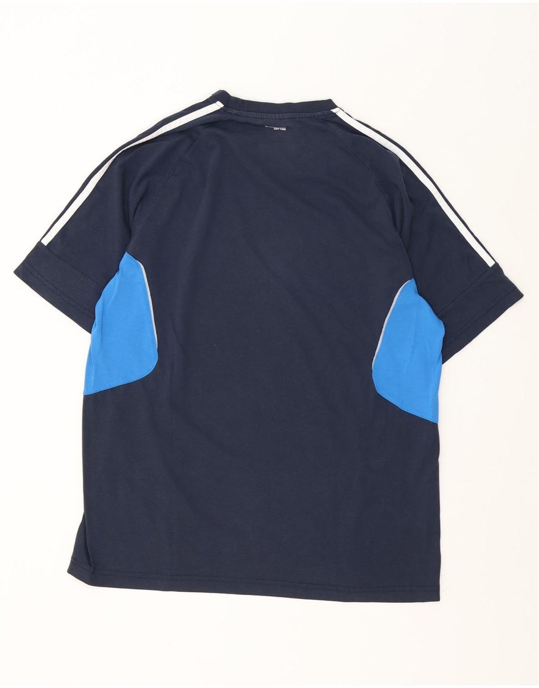 Adidas Mens Climalite T-Shirt Top Medium Navy Blue Colourblock Cotton