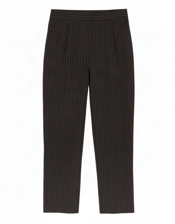Topshop Womens High Waist Suit Trousers UK 10 Small W28 L26 Black Pinstripe