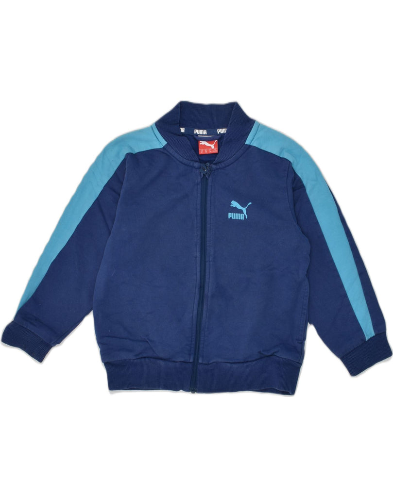 PUMA Boys Tracksuit Top Jacket 2-3 Years Navy Blue Colourblock Cotton | Vintage Puma | Thrift | Second-Hand Puma | Used Clothing | Messina Hembry 