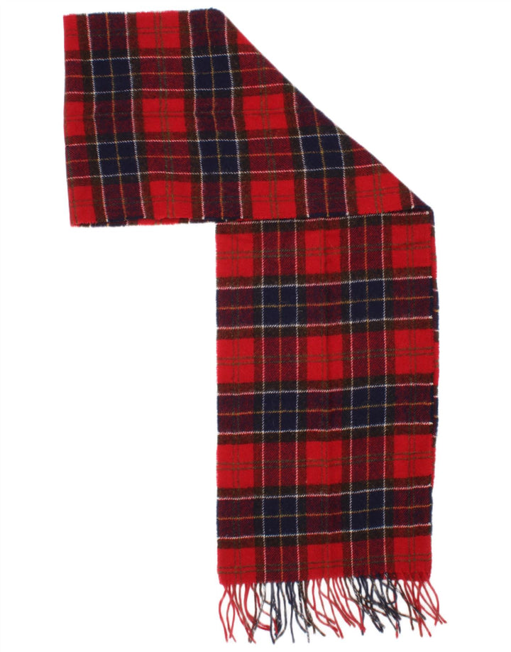 Barbour Mens Rectangle Scarf One Size Red Plaid Wool Classic