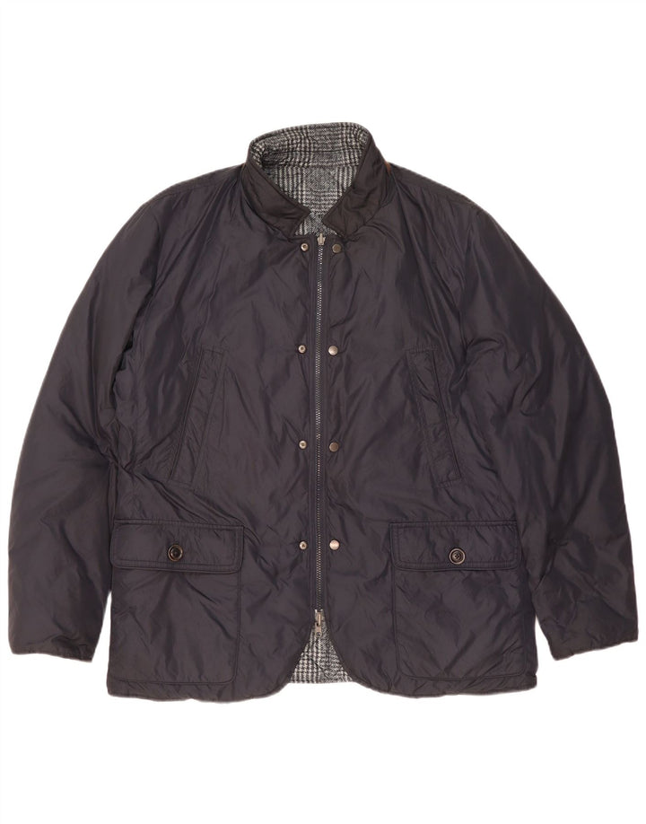Henry Cottons Mens Reversible Padded Jacket UK 42 XL Navy Blue
