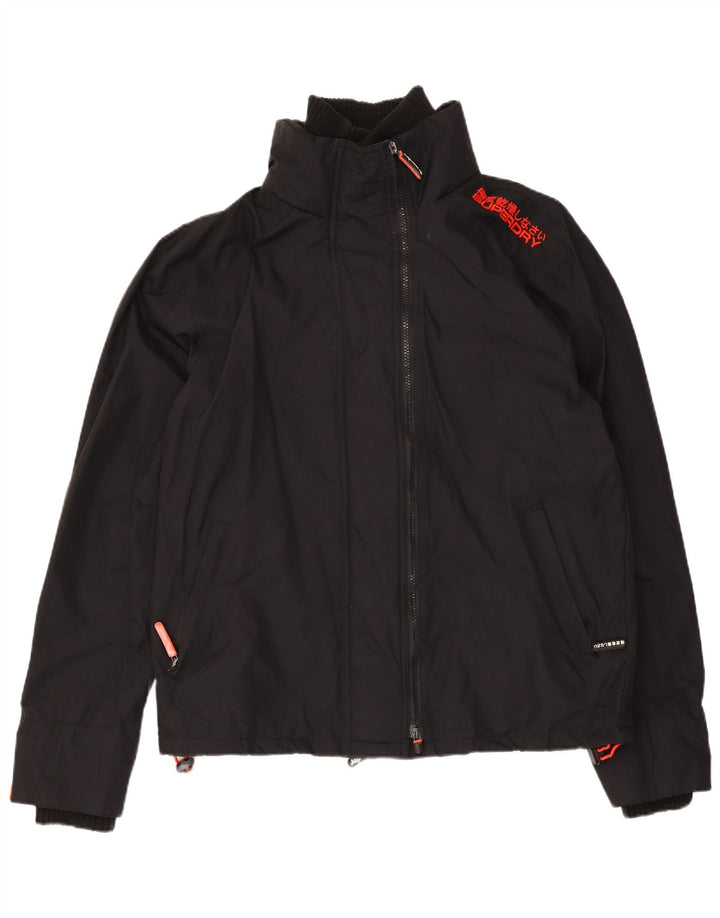 Superdry Womens Windbreaker Jacket UK 18 XL Black Nylon