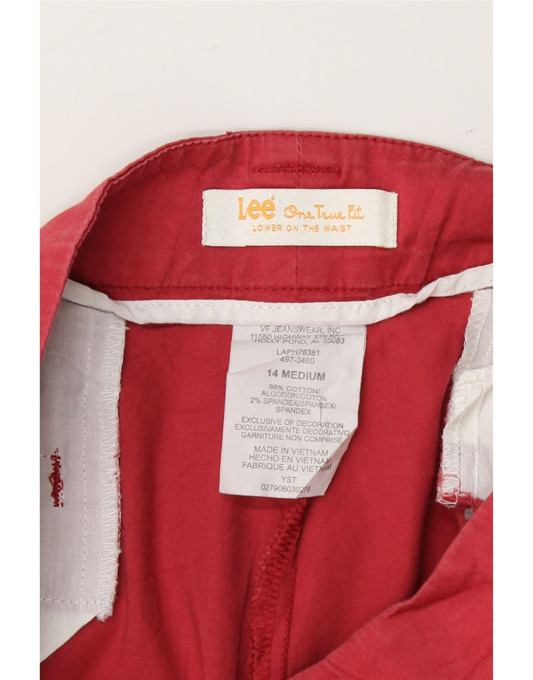 LEE Womens Casual Shorts US 14 XL W36 Red Cotton Vintage Lee and Second-Hand Lee from Messina Hembry 